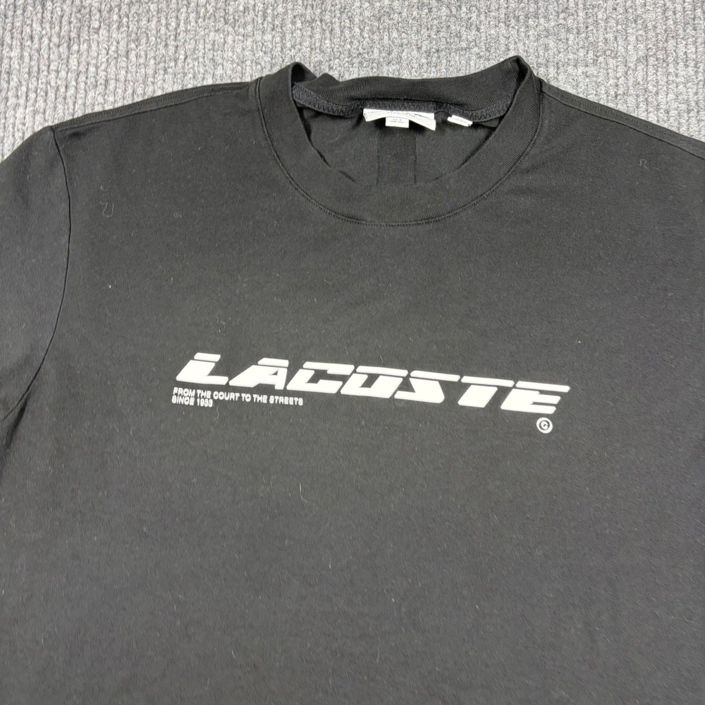 Lacoste Shirt Mens XL  Regular Fit Graphic BlackTH2041 From Court To Streets - Picture 2 of 7